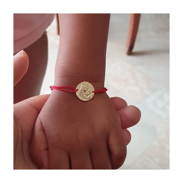 Bracelet religieux d'une médaille vierge à l'enfant sur cordon solide