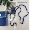 Chapelet en jade teinté artisanal – médaille miraculeuse argent & croix nacre