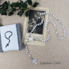 Chapelet en jade teinté artisanal – médaille miraculeuse argent & croix nacre