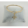 Bracelet jonc anhk religieux plaqué or à la croix