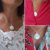 Collier religieux d'une grande vierge à l'enfant nacre sur chaine