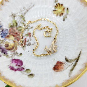 Bracelet religieux gourmette avec une fine colombe sur chaine