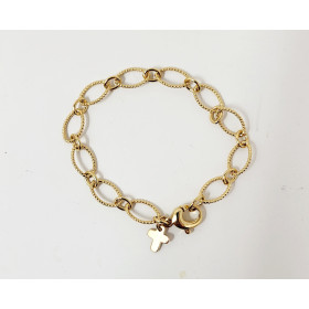 Bracelet religieux plaqué or d'une jolie maille corde et d'une croix