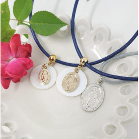 Collier grande Médaille Miraculeuse , Plaqué or ou Argent 22 mm